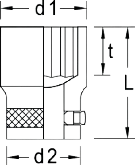 Imagem técnica do soquete estriado 1" x 2.3/16" Gedore - 018060