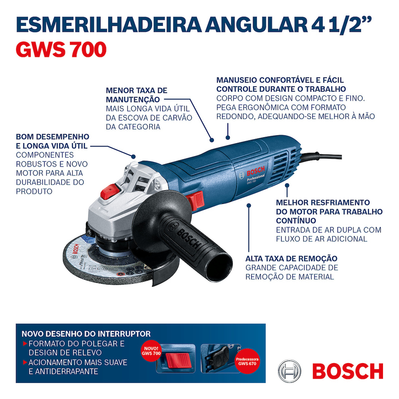 informações do produto Esmerilhadeira Bosch GWS 700, 710w