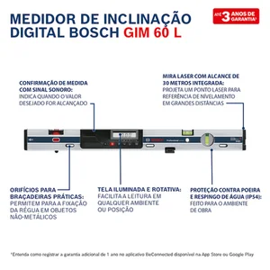 Régua Medidora de Inclinação Digital Bosch - GIM60L