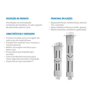 Chumbador 3/8" x 3.1/2" Pol. CBN 38312 Nylon Com Parafuso