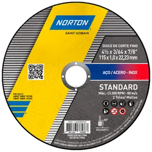 Disco de Corte Inox 4.1/2" x 1 x 7/8" Standard Norton