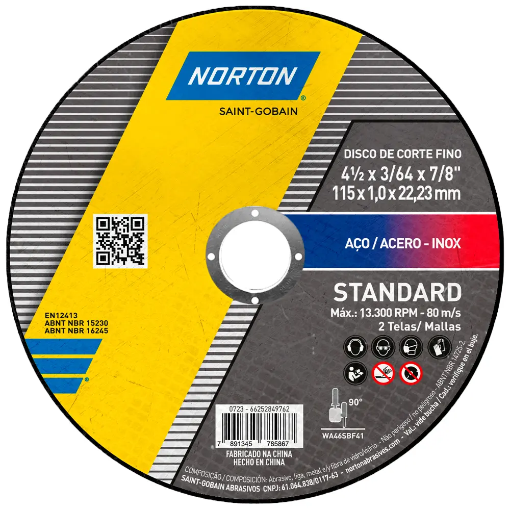 Disco de Corte Inox 4.1/2" x 1 x 7/8" Standard Norton