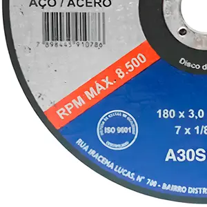 Disco de Corte em Aço 7" (180mm) Kronos DCA 22, Furo de 7/8"