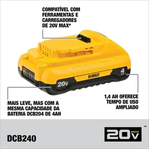 Bateria Dewalt 20v MAX Li-ion de 4.0Ah DCB240B3