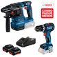 Combo Bosch 18v - Martelete Perfurador GBH 185-LI e Parafusadeira e Furadeira GSB 18V-90C + Kit Baterias