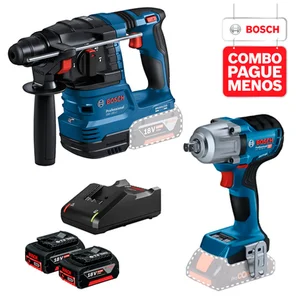 Combo Bosch 18v - Martelete Perfurador GBH 185-LI e Chave de Impacto 18V-450 PC + Kit Baterias