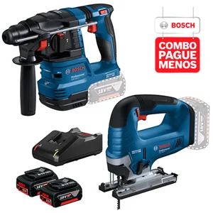 Combo Bosch 18v - Martelete Perfurador GBH 185-LI e Serra Tico-Tico GST 185-LI + Kit Baterias