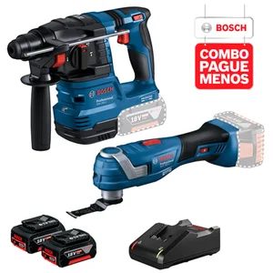 Combo Bosch 18v - Martelete Perfurador GBH 185-LI e Multicortadora GOP 185-LI + Kit Baterias