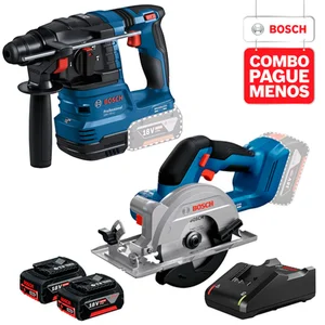 Combo Bosch 18v - Martelete Perfurador GBH 185-LI e Serra Circular GKS 18V-51 + Kit Baterias