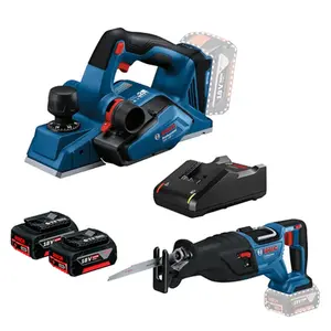 Combo Bosch 18v - Serra Sabre GSA 185-LI e Plaina GHO 185-LI + Kit Baterias