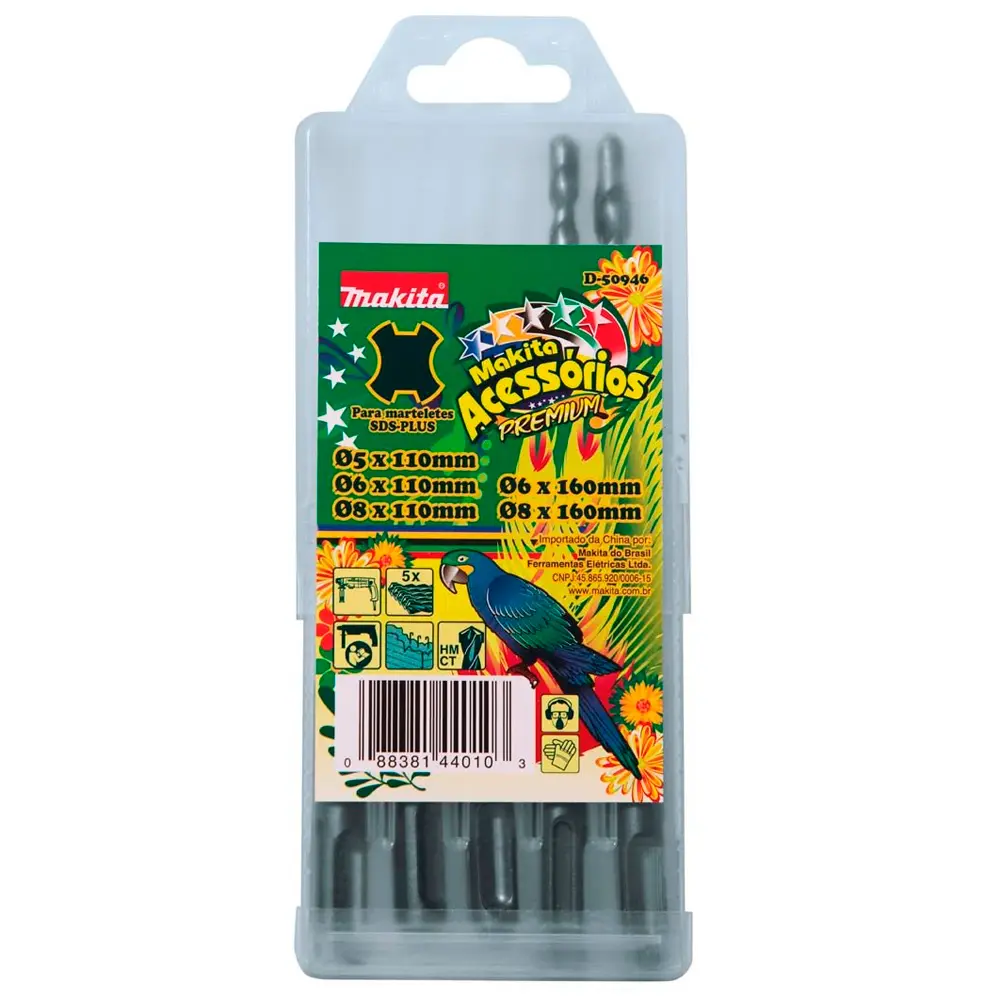 Jogo de Brocas SDS-Plus Makita C/ 5 Peças Para Concreto D-50946