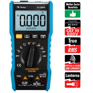 Multímetro Digital Portátil CAT III 600V ET-1507B Minipa
