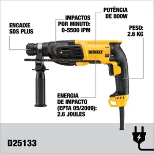 220v, Martelete Perf. e Romp. SDS-Plus Dewalt 2.6J 800w D25133K