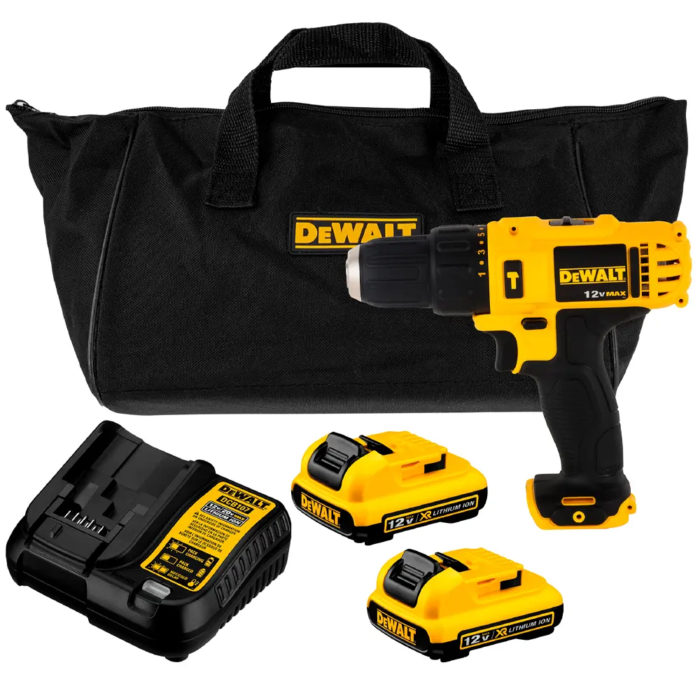 Paraf. e Furadeira de Impacto 3/8" Dewalt 12v C/ 2 Baterias DCD716D2BR