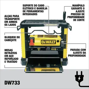 220v, Plaina Desengrossadeira Portátil Dewalt 1.800w DW733