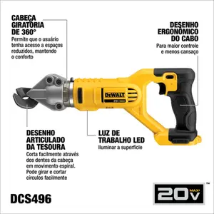 Tesoura Para Chapa 18G Dewalt 20v MAX S/ Bateria DCS496B-B3
