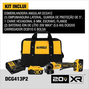 Esmerilhadeira Dewalt 20v Brushless C/ 2 Baterias DCG413P2-BR