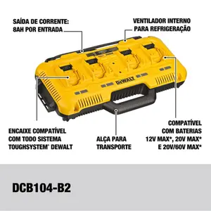 220v, Carregador Rápido Multi 12v-20v MAX Dewalt DCB104