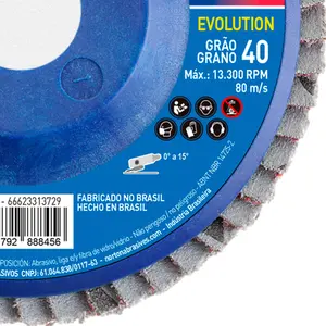 Disco Flap de Plástico Evolution R822 115 x 22mm Grão 40 Norton
