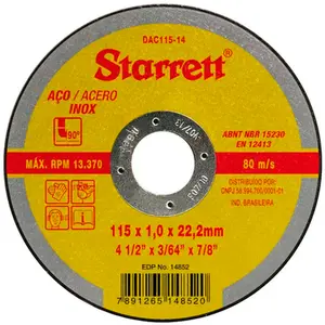 Disco de Corte Para Aço 115 x 1.6 x 22 mm DAC115-24 Starrett