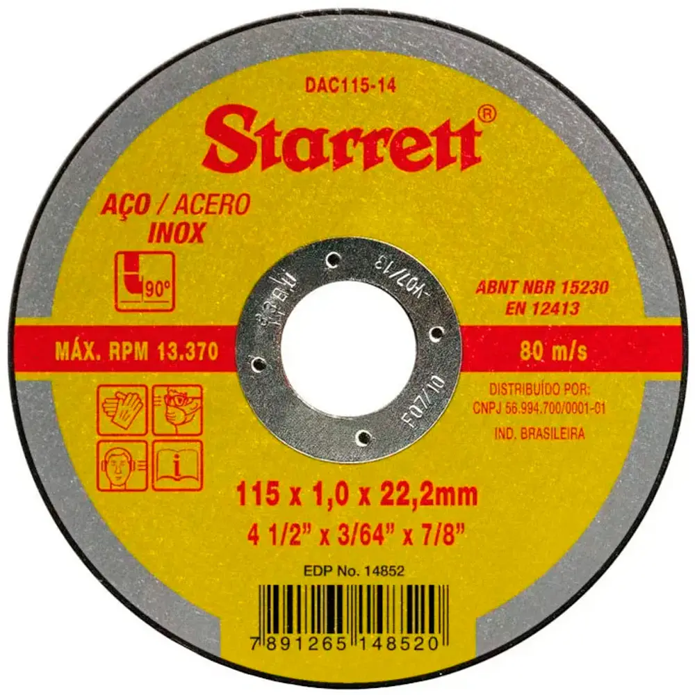 Disco de Corte Para Aço 115 x 1.6 x 22 mm DAC115-24 Starrett