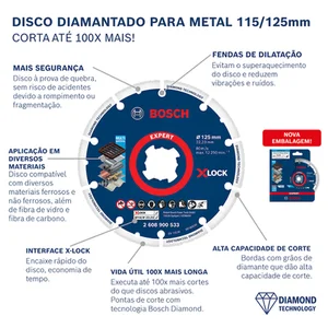 Disco Diamantado Bosch Para Metal 125mm X-Lock
