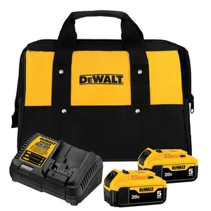 Kit Dewalt, 2 Baterias 20v de 5.0ah, Carregador Bivolt e Bolsa DCB205C2K