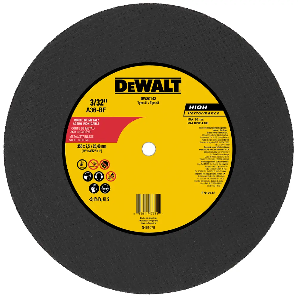 Disco de Corte 14" Para Metal Dewalt - DW80143