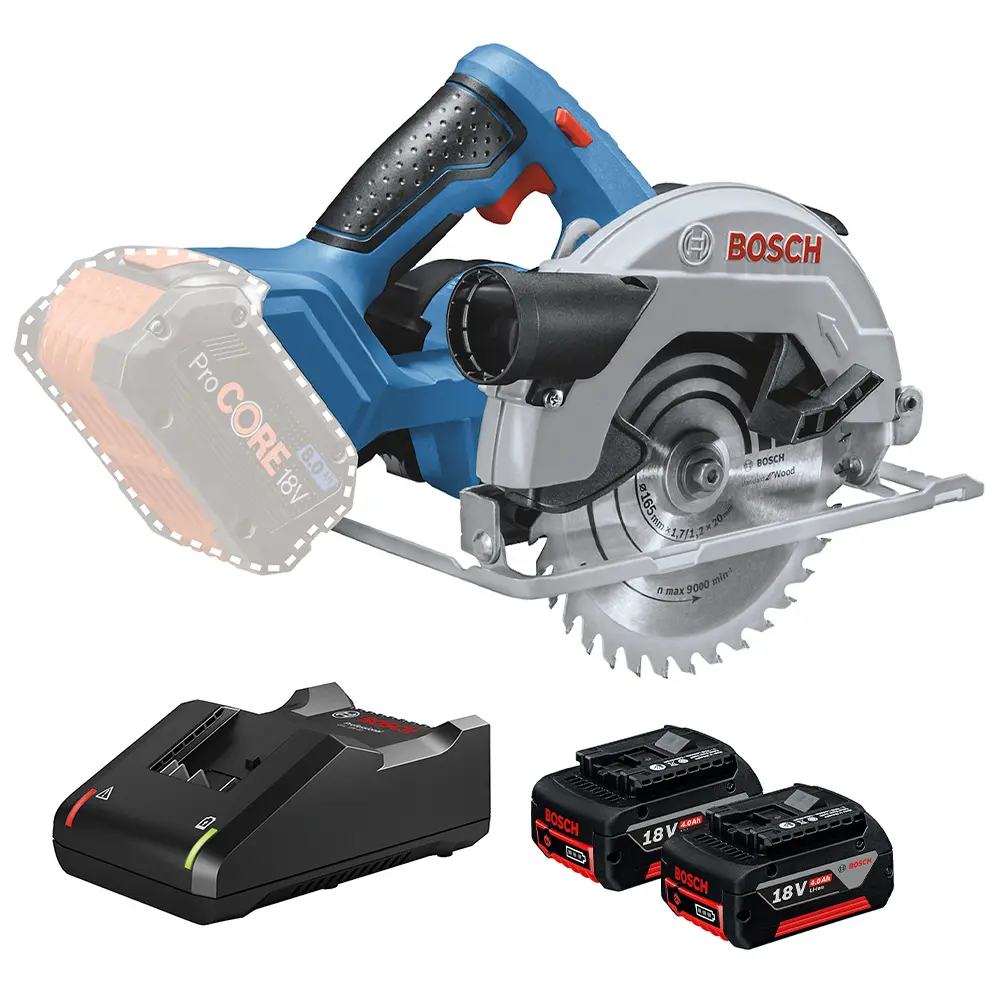 Serra Circular GKS 18V-57 Bosch C/ 2 Baterias 18v  4Ah e 1 Carregador Bivolt