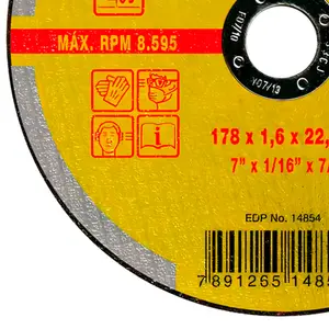 Disco de Corte Para Ferro e Inox 7" (180mm) Starrett DAC 180-24