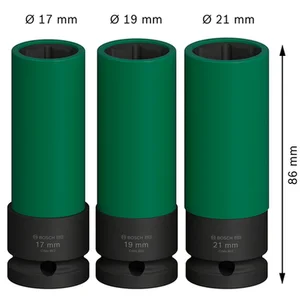 Jogo de Soquetes de Impacto Longos 1/2" Com 3 Peças Bosch 2608003033