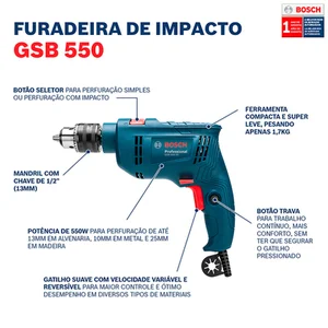 Combo Furadeira e Esmerilhadeira Bosch GWS 850 + GSB 550 RE - 220v