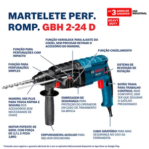 Combo Martelete e Esmerilhadeira Bosch GWS850 + GBH2-24D - 220v