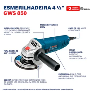 Combo Martelete e Esmerilhadeira Bosch GWS850 + GBH2-24D - 220v