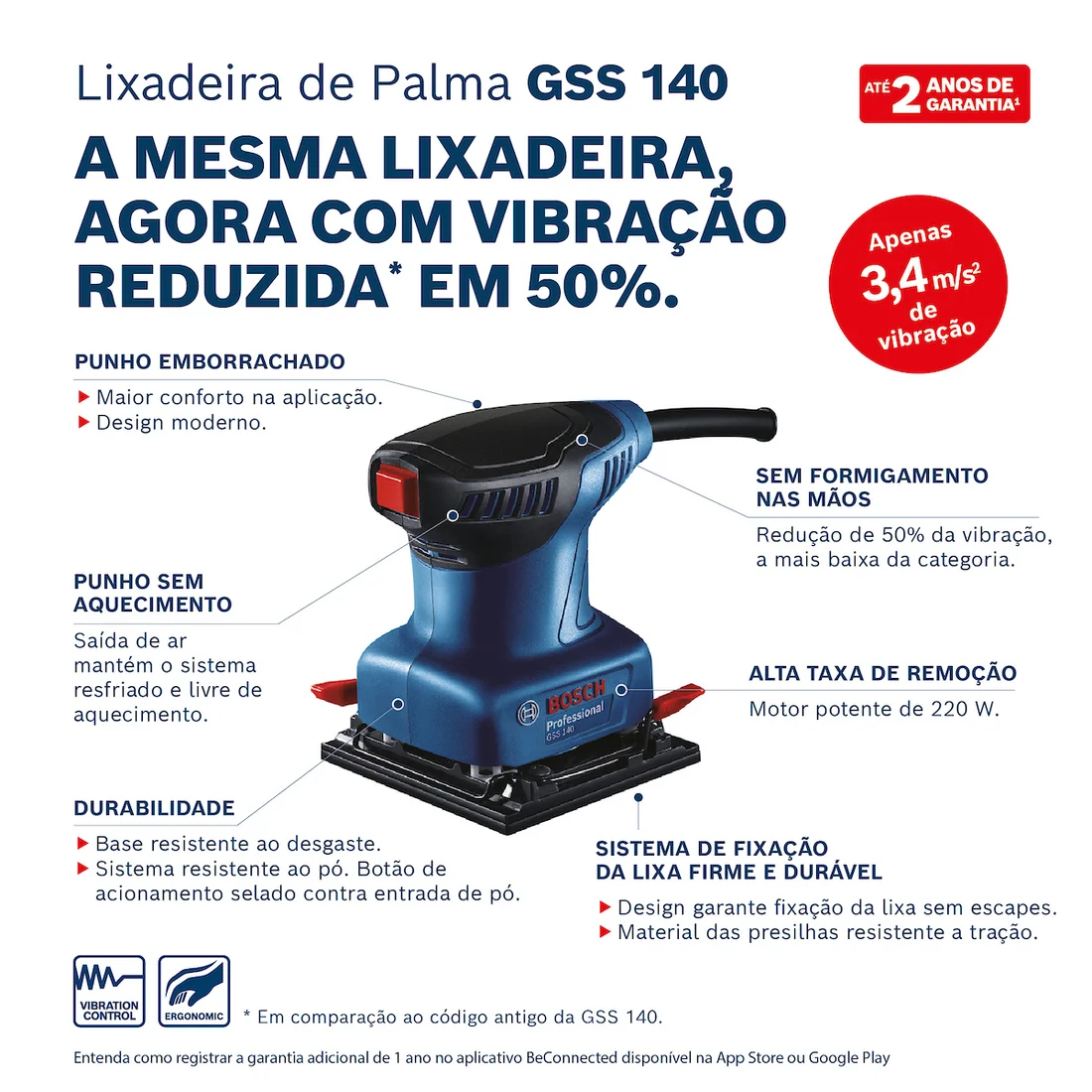 Detalhes técnicos do produto Lixadeira Orbital Palma Bosch GSS 140 - 220v