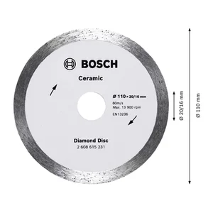 Disco Diamantado Contínuo 110 x 20mm Bosch para Corte Cerâmico