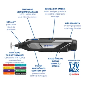 Micro Retífica Dremel 8240 a Bateria com 2 Baterias e Carregador