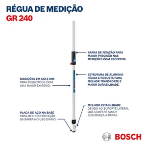 Régua de Medição Bosch GR 240 para Níveis a Laser
