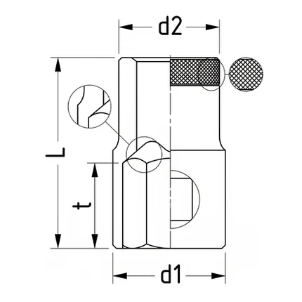 Soquete Sextavado 3/4" x 1.1/8" Gedore - 017.456