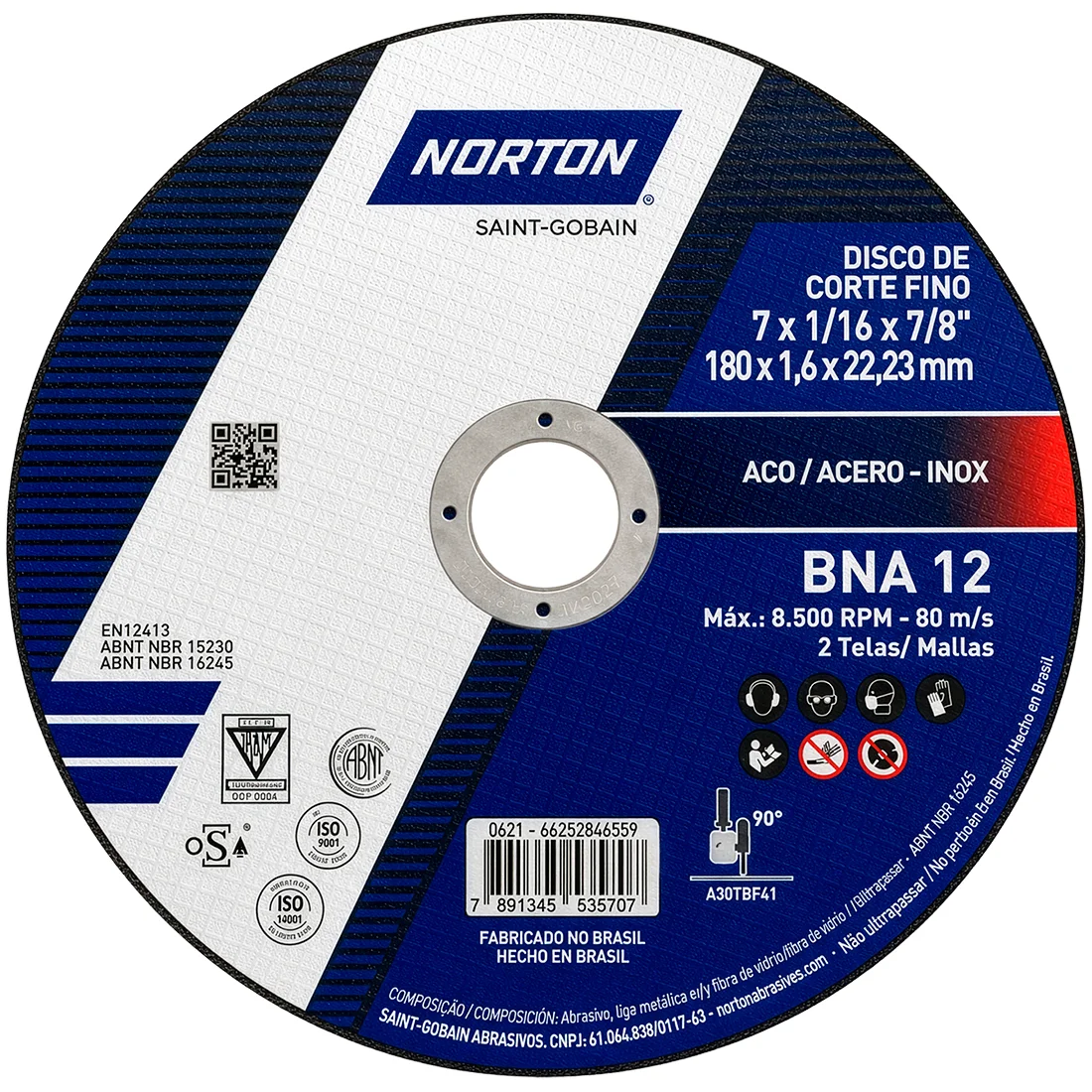 Disco de Corte BNA12 180 x 1.6 x 22.23mm Norton