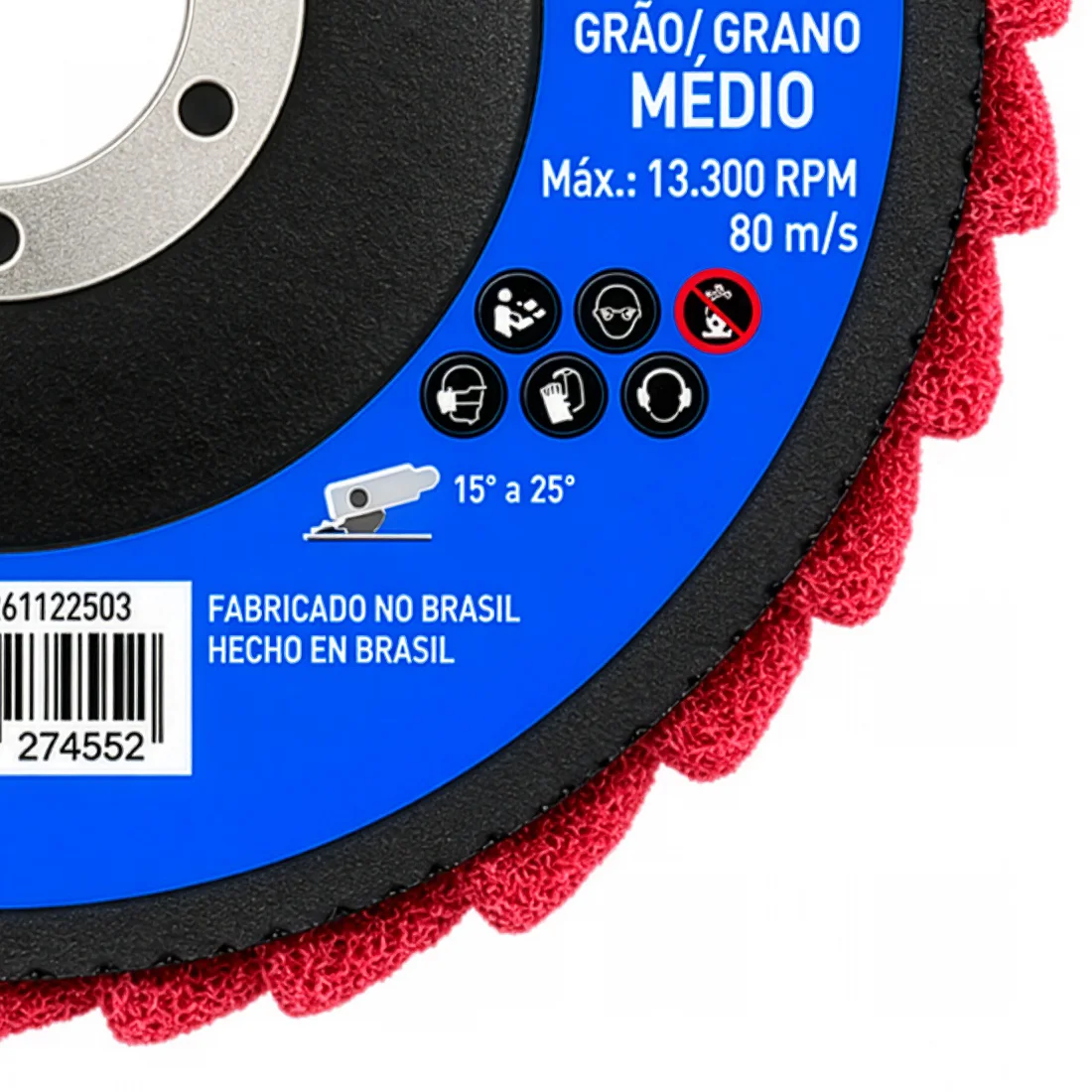 Disco Flap Médio Vermelho Vortex Rapido Prep 115 x 22mm Norton