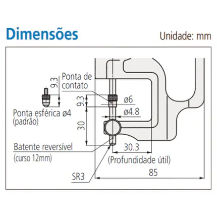 Medidor de Espessura Analógico Para lentes Mitutoyo - 7313