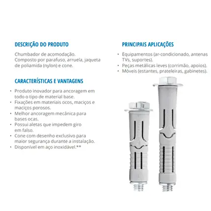 Chumbador 3/8" x 3.1/2" Pol. CBN 38312 Nylon Com Parafuso