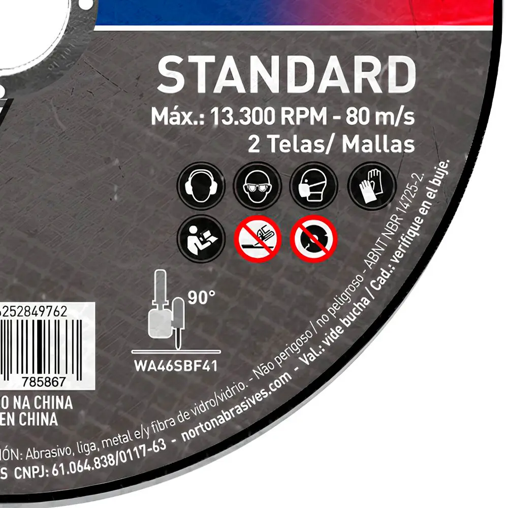 Disco de Corte Inox 4.1/2" x 1 x 7/8" Standard Norton