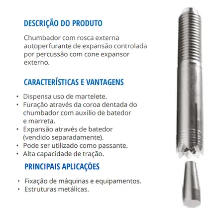 Chumbador URX-38075 3/8" x 3 Âncora