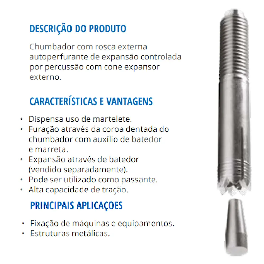 Chumbador URX-38075 3/8" x 3 Âncora