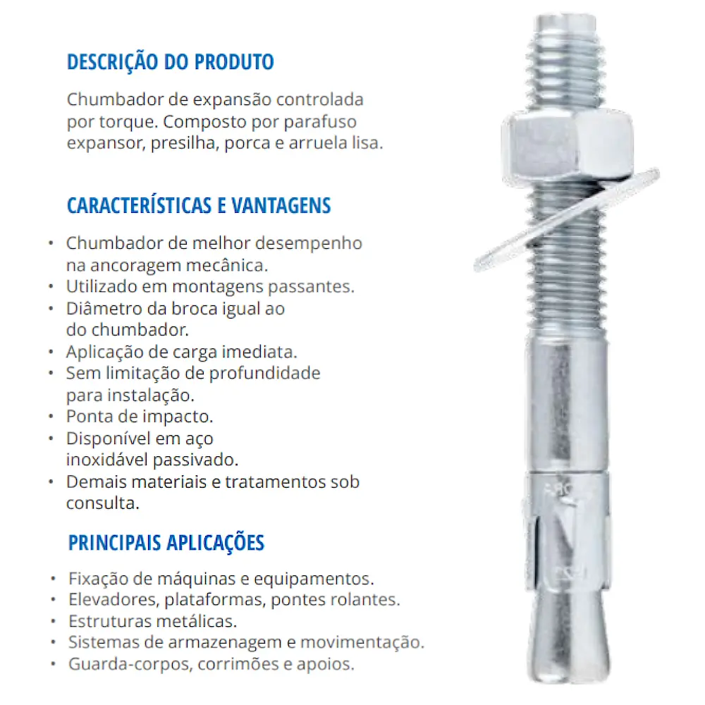 Chumbador TECB PBA-12234 1/2" x 2.3/4" Inox
