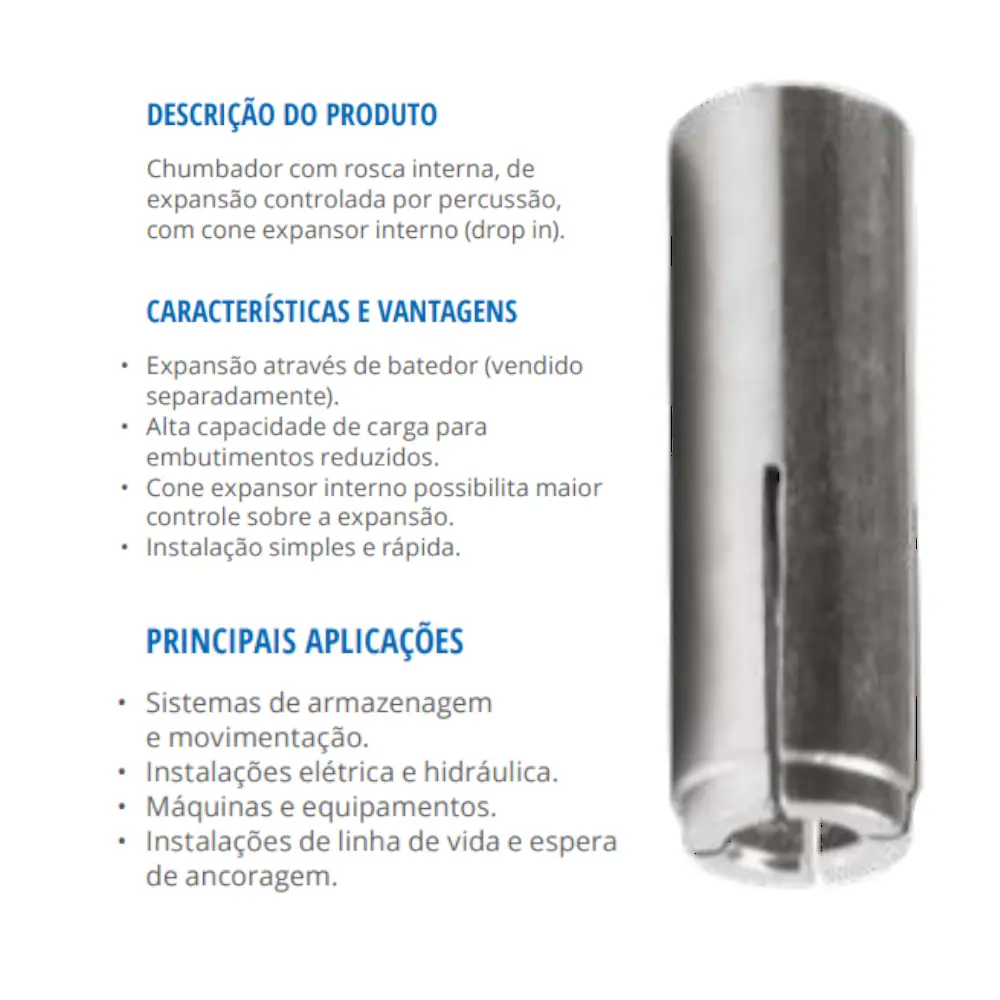 Chumbador PBI 1/2" UNC Âncora