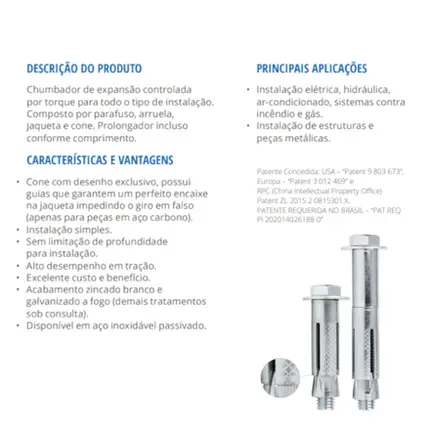 Chumbador 5/8" x 5" Pol. CBA-C58500 Com Parafuso