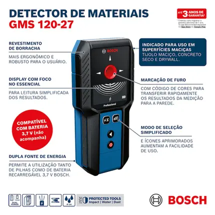 Detector de Materiais Bosch GMS 120-27 Bosch